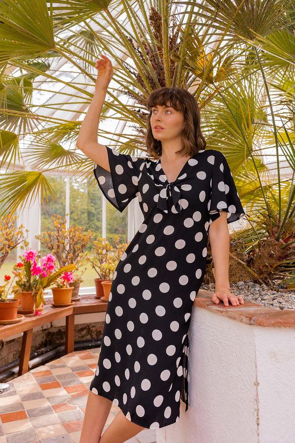 carraig donn Polka Dot Dress in Black