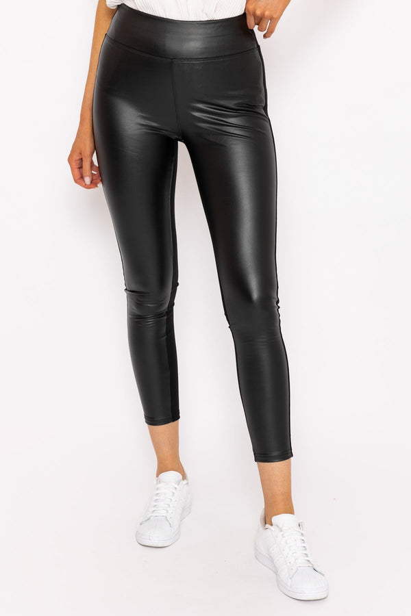Carraig Donn PU Ponte Leggings In Black