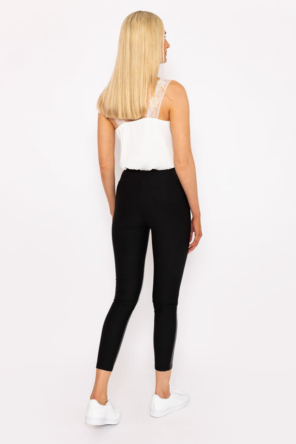 Carraig Donn PU Ponte Leggings In Black