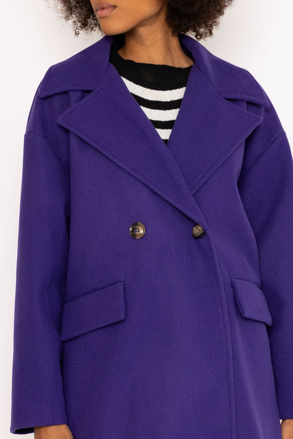 Carraig Donn Purple Relaxed Double Breasted Coat