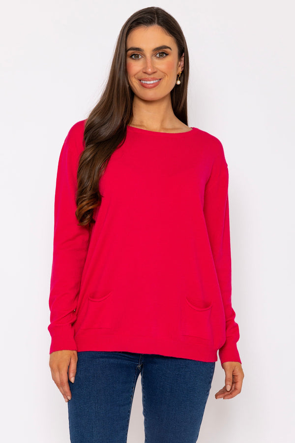 Carraig Donn Red Button Detail Knit