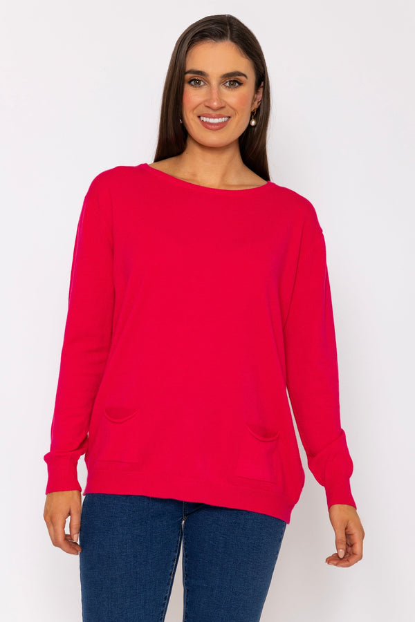 carraig donn Red Button Detail Knit