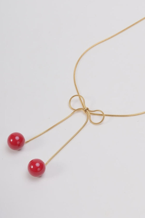 Carraig Donn Red Cherry Bow Necklace