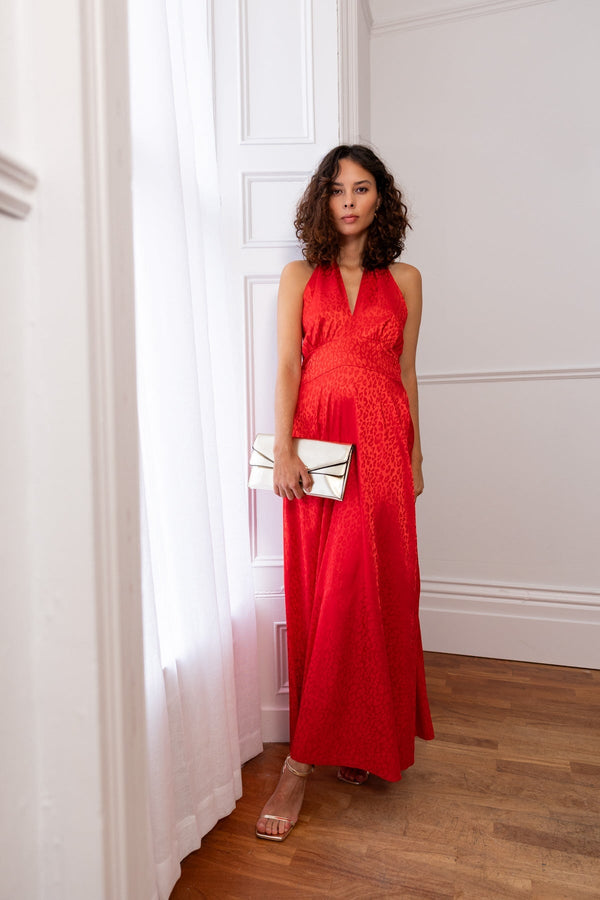 Carraig Donn Red Halter Neck Shauna Maxi Dress