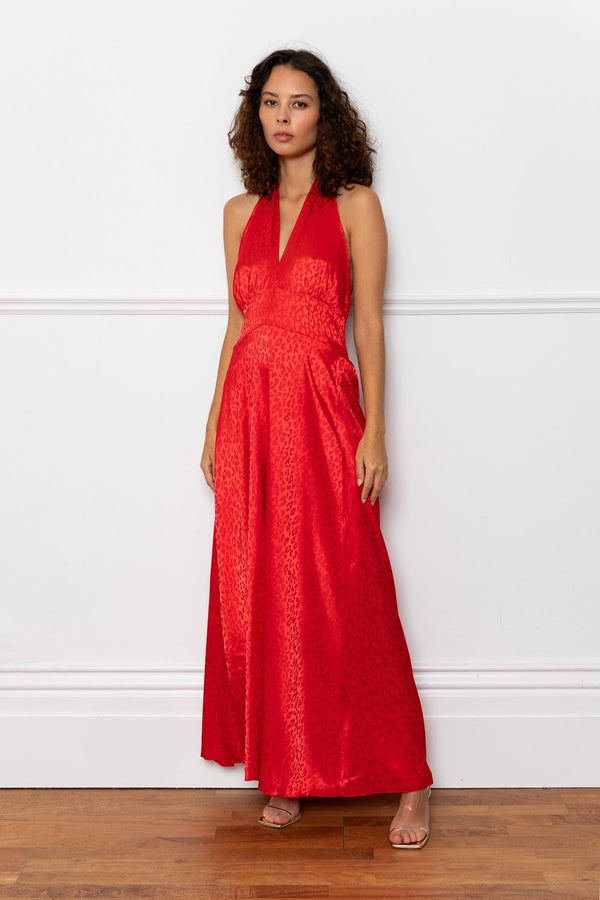 carraig donn Red Halter Neck Shauna Maxi Dress