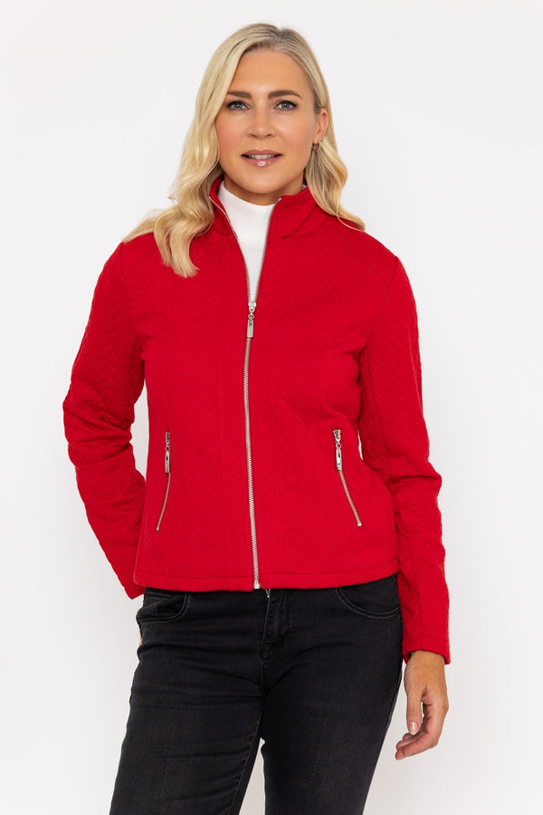 carraig donn Red Textured Jersey Jacket
