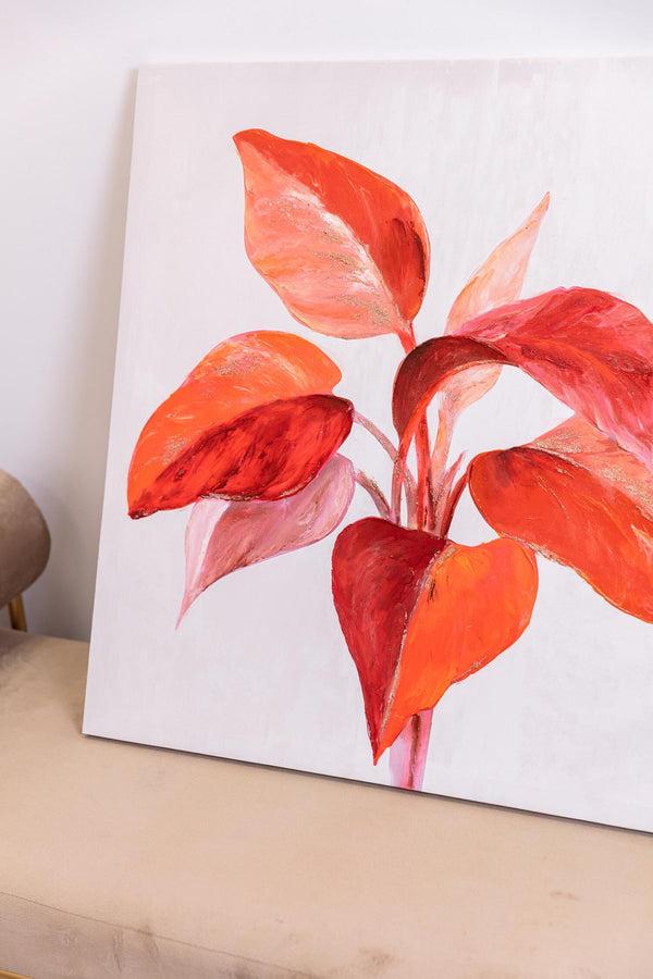 carraig donn Red Urban Leaf Canvas Wall Art