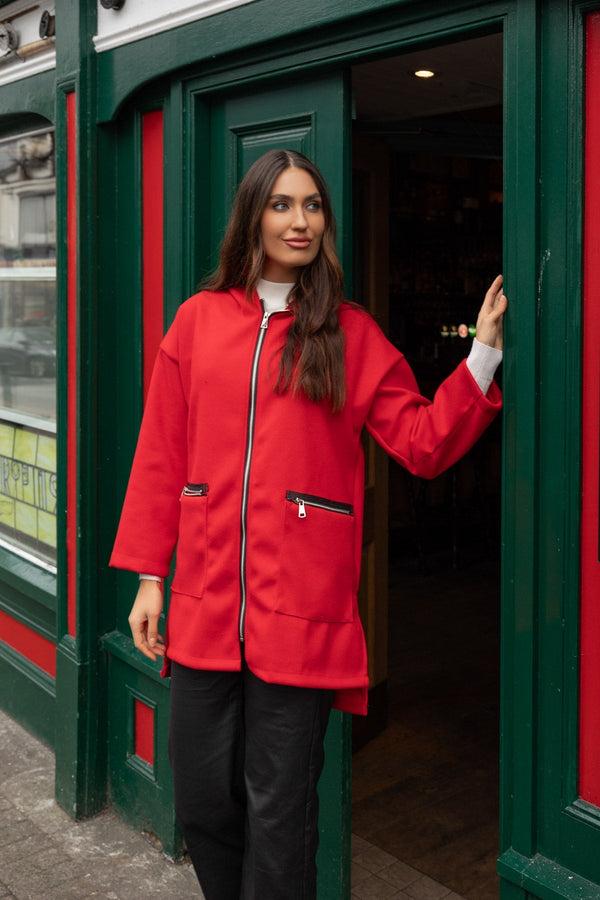 Carraig Donn Red Zip Up Jacket With Hood