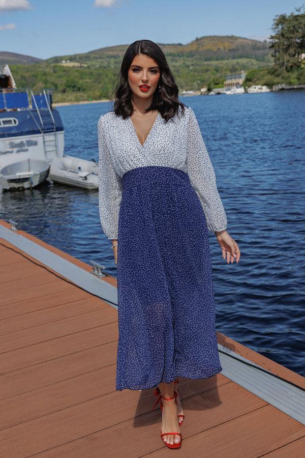 carraig donn Rochelle Navy Long Sleeve Midi Dress