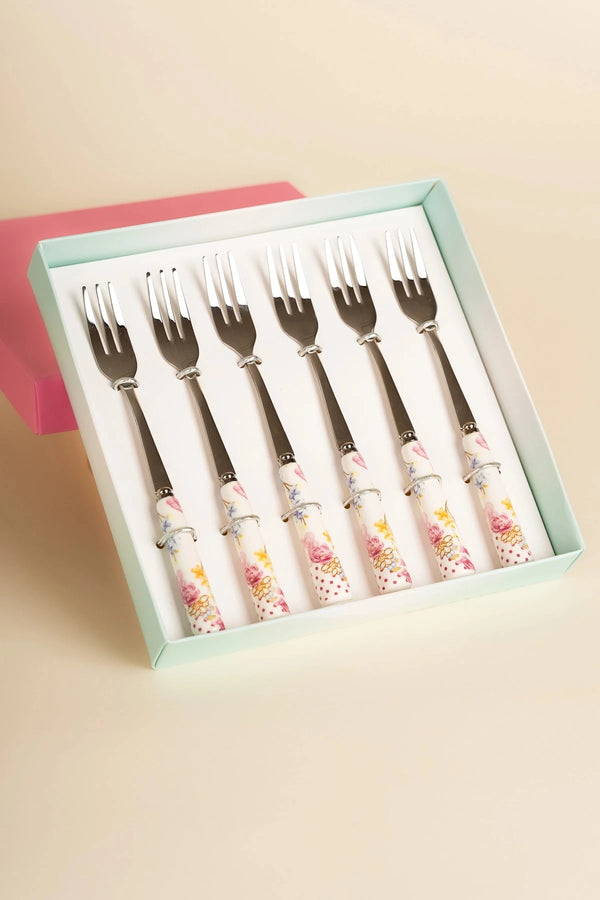 carraig donn Rosa Belle Pastry Forks Set Of 6