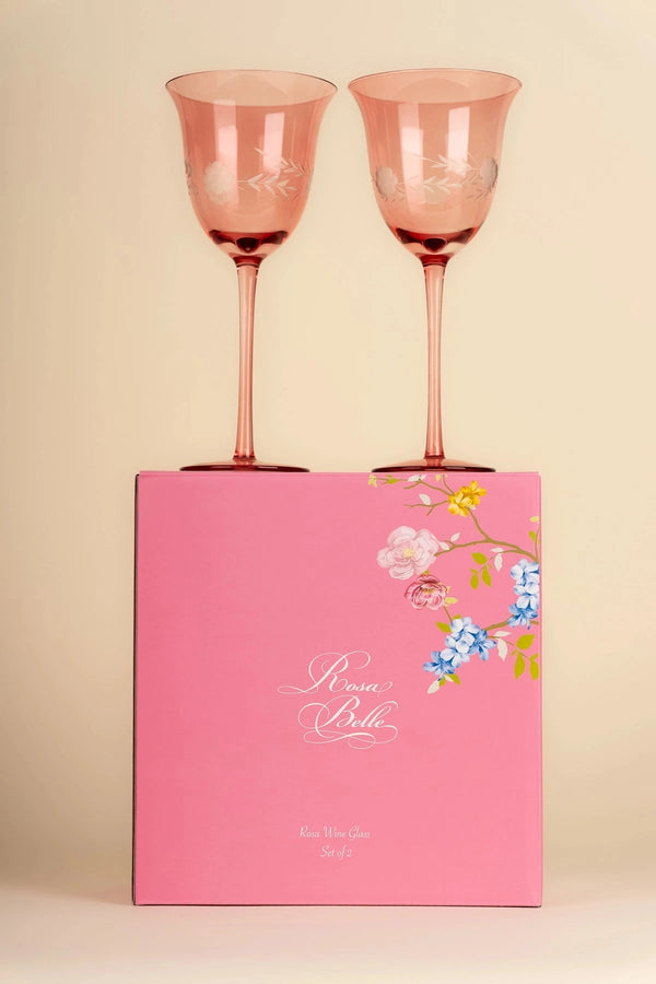 Carraig Donn Rosa Belle Set Of 2 Pink Wine Glasses