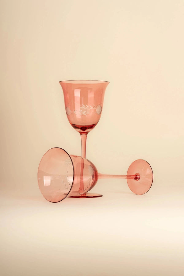 Carraig Donn Rosa Belle Set Of 2 Pink Wine Glasses