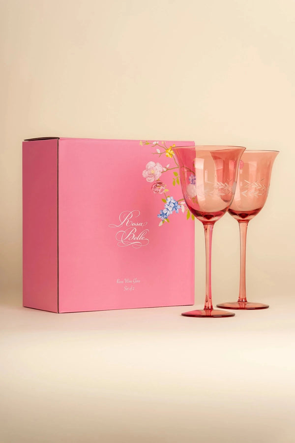 carraig donn Rosa Belle Set of 2 Pink Wine Glasses