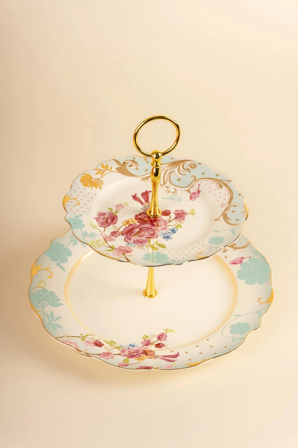 carraig donn Rosa Belle Two Tier Cake Plate