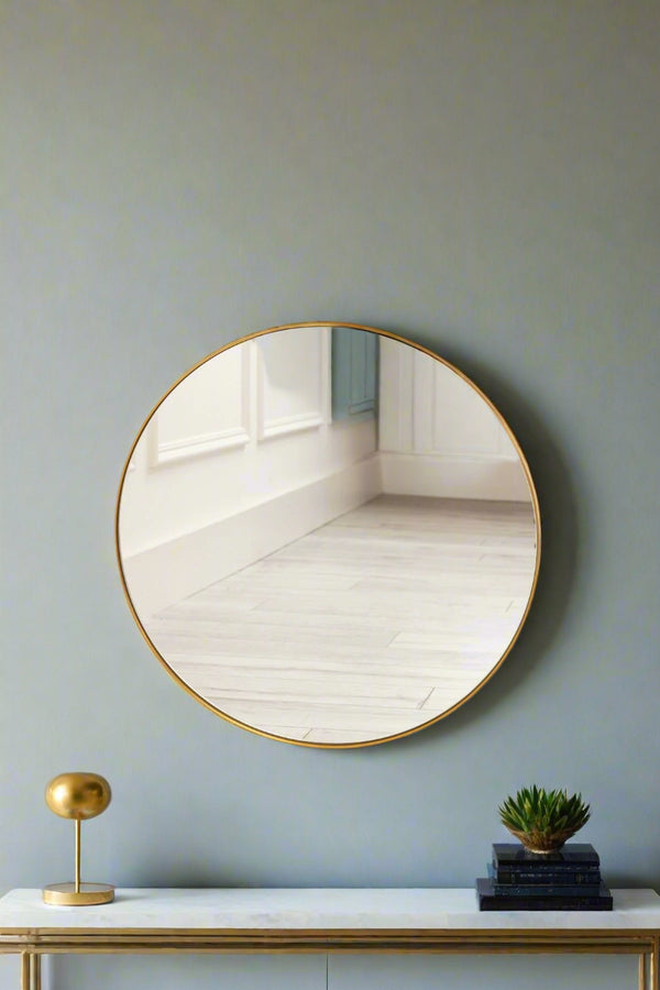 carraig donn Round Gold Modern Mirror