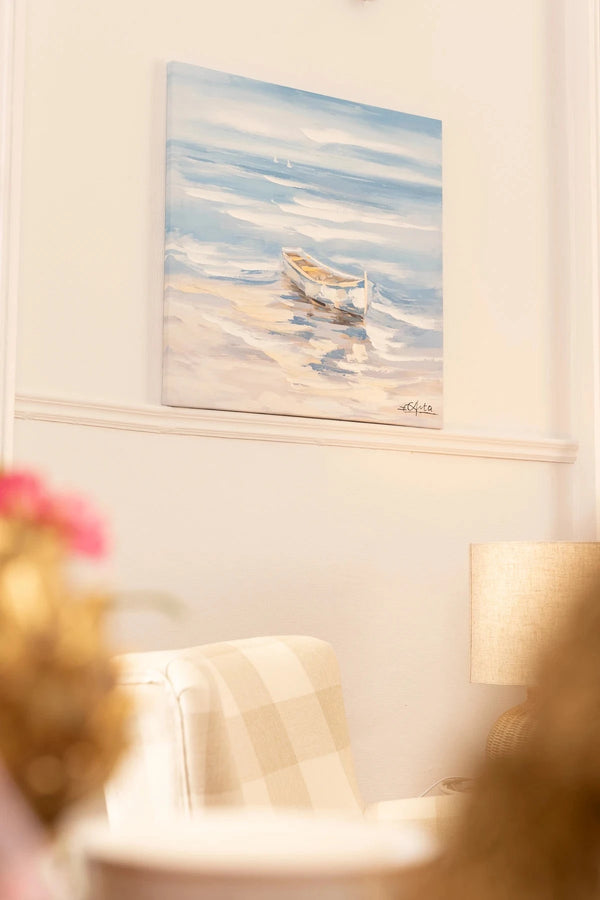 carraig donn Sail Boat At Shore Canvas Wall Art