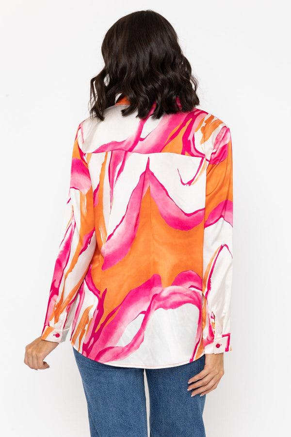Carraig Donn Sateen Orange & Pink Print Shirt