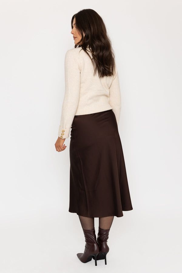 Carraig Donn Satin Midi Skirt In Brown