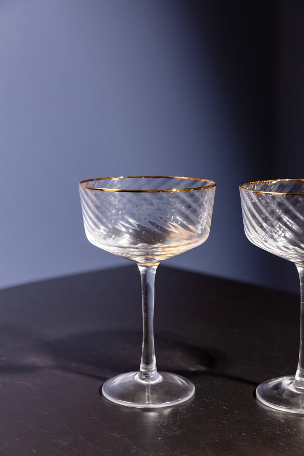Carraig Donn Set Of 2 Aster Gold Champagne Saucer
