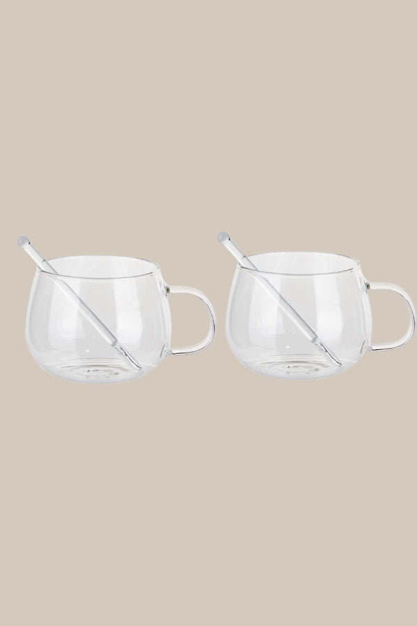 Carraig Donn Set Of 2 Glass Mugs With Spoons