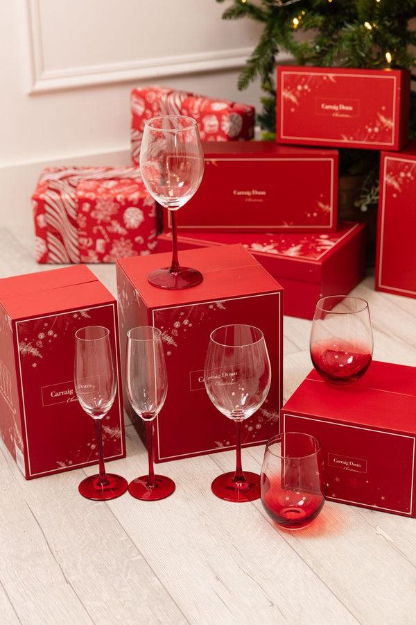 Carraig Donn Set Of 4 Red Champagne Flutes
