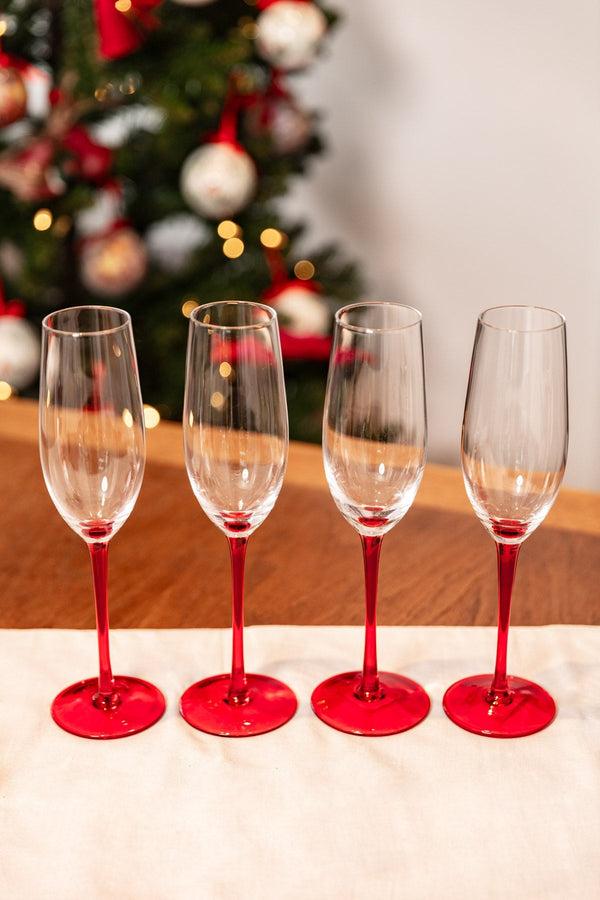 carraig donn Set Of 4 Red Champagne Flutes