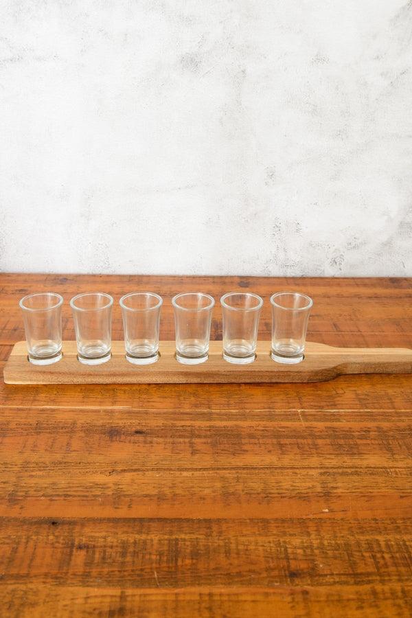 carraig donn Set of 6 Shot Serving Wood Tray