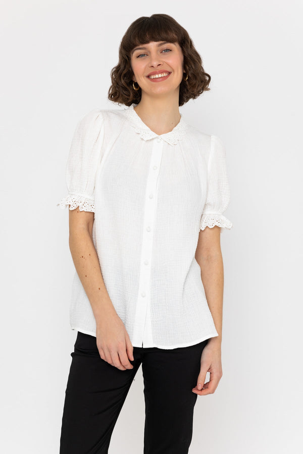 Carraig Donn Short Sleeve Air Flow Blouse In Ivory