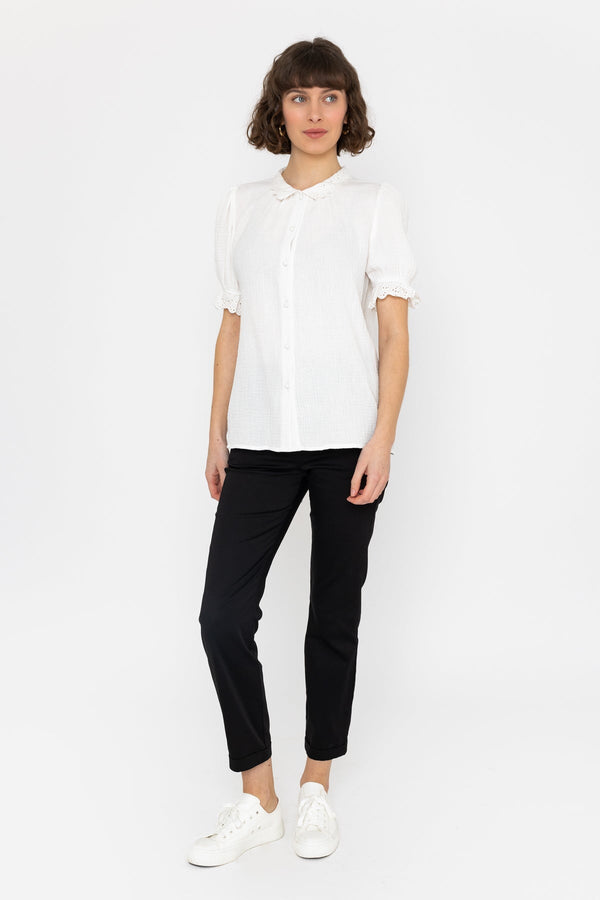 Carraig Donn Short Sleeve Air Flow Blouse In Ivory