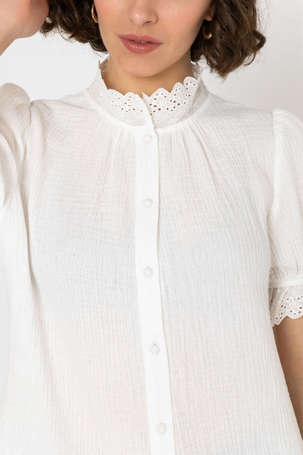 Carraig Donn Short Sleeve Air Flow Blouse In Ivory