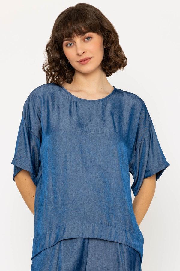 carraig donn Short Sleeve Chambray Oversized Top