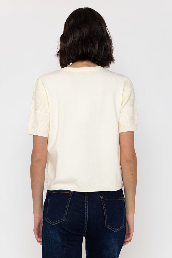 Carraig Donn Short Sleeve Knit Cardigan In Cream