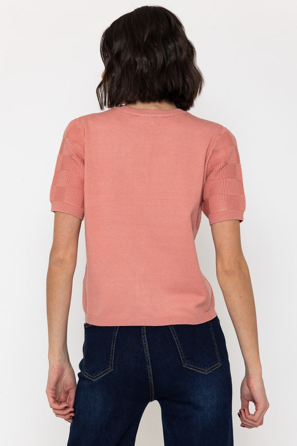Carraig Donn Short Sleeve Knit Cardigan In Pink