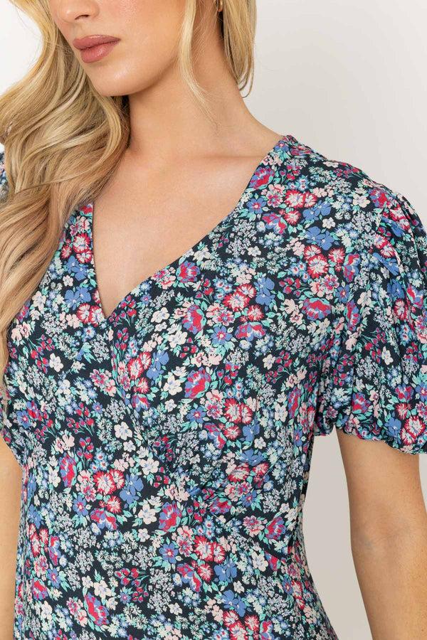 Carraig Donn Short Sleeves Floral Print Midi Dress
