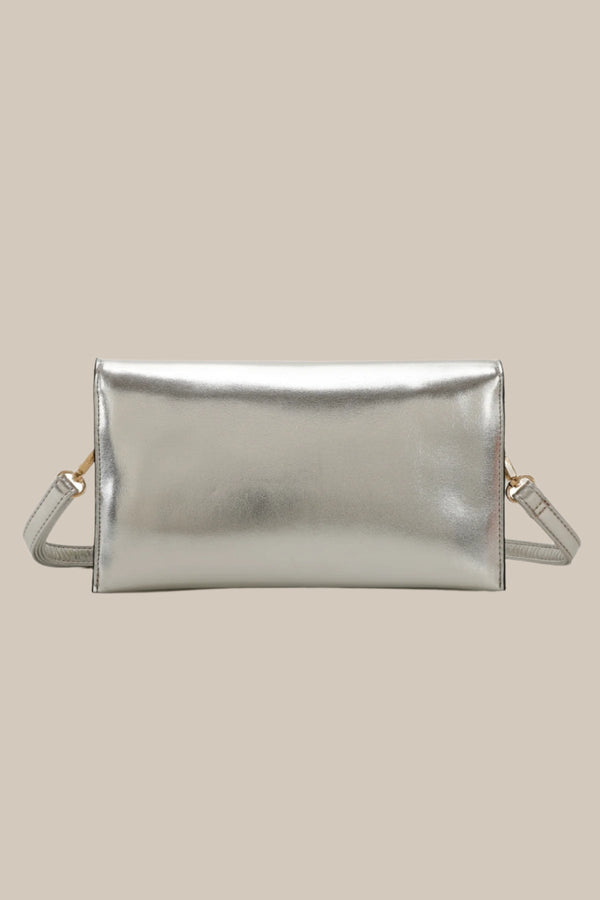 Carraig Donn Silver Clutch Bag With Buckle Detail