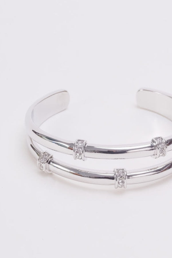 Carraig Donn Silver & Diamante Double Bangle