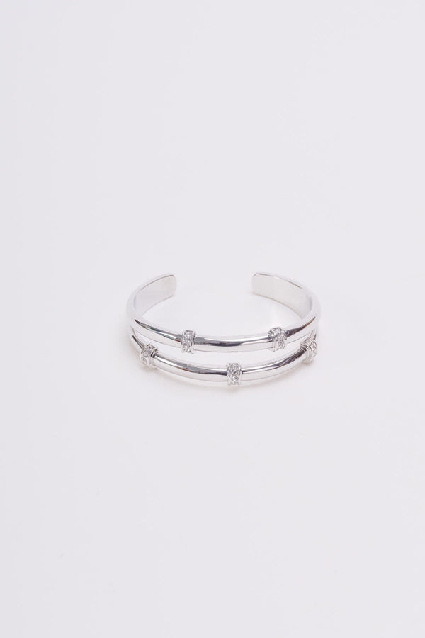 carraig donn Silver & Diamante Double Bangle