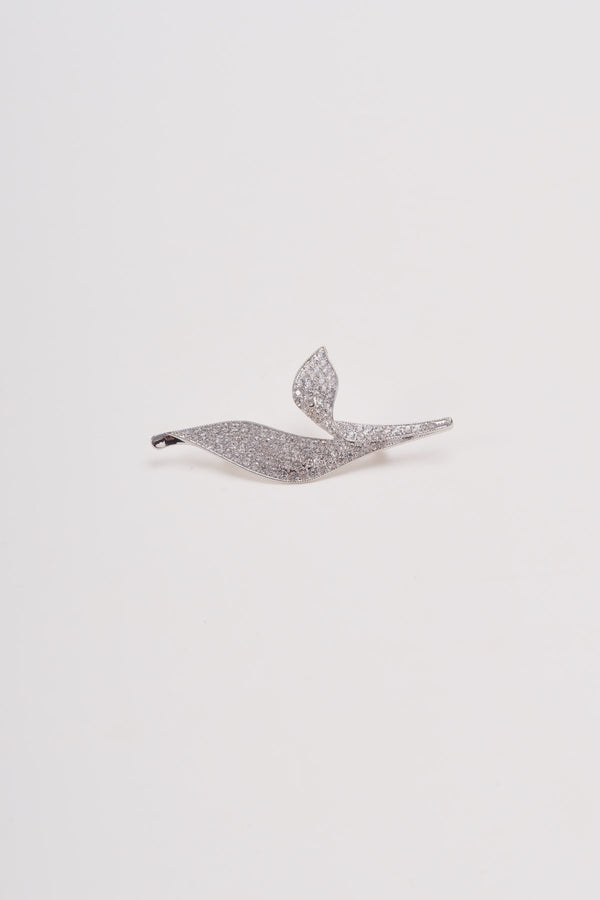 carraig donn Silver Diamante Leaf Brooch