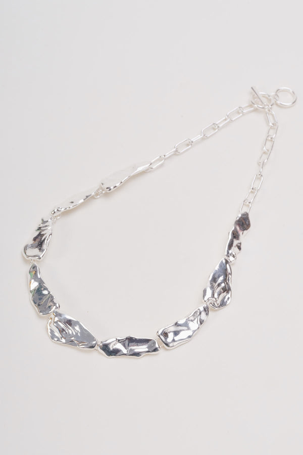 carraig donn Silver Hammered Leaf Link Necklace