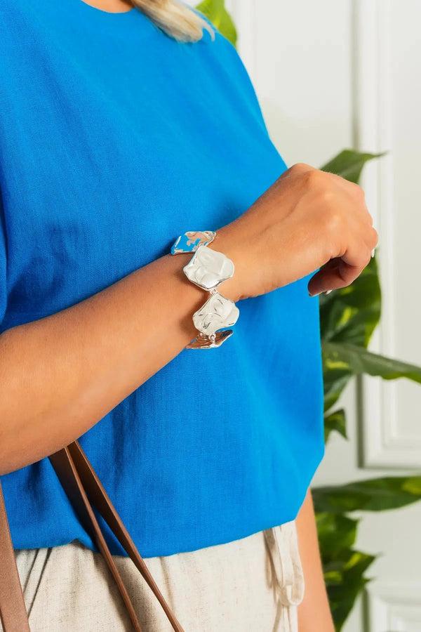 carraig donn Silver Hammered Link Bracelet