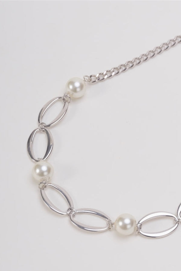 Carraig Donn Silver Link & Faux Pearl Necklace