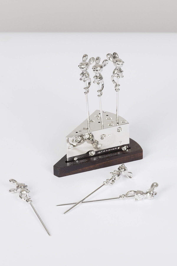 carraig donn Silver Mice Cheese Picks on Stand