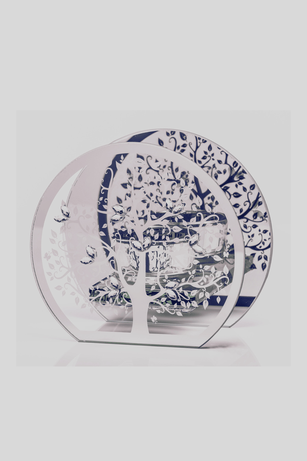 carraig donn Silver Mirrored Tree T-Light Holder