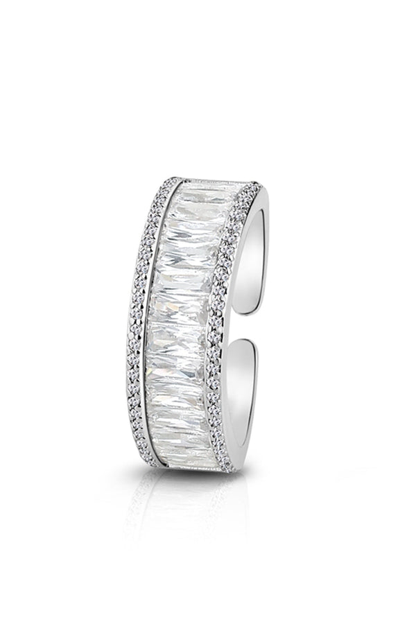 carraig donn Silver Plated Baguette CZ Ring