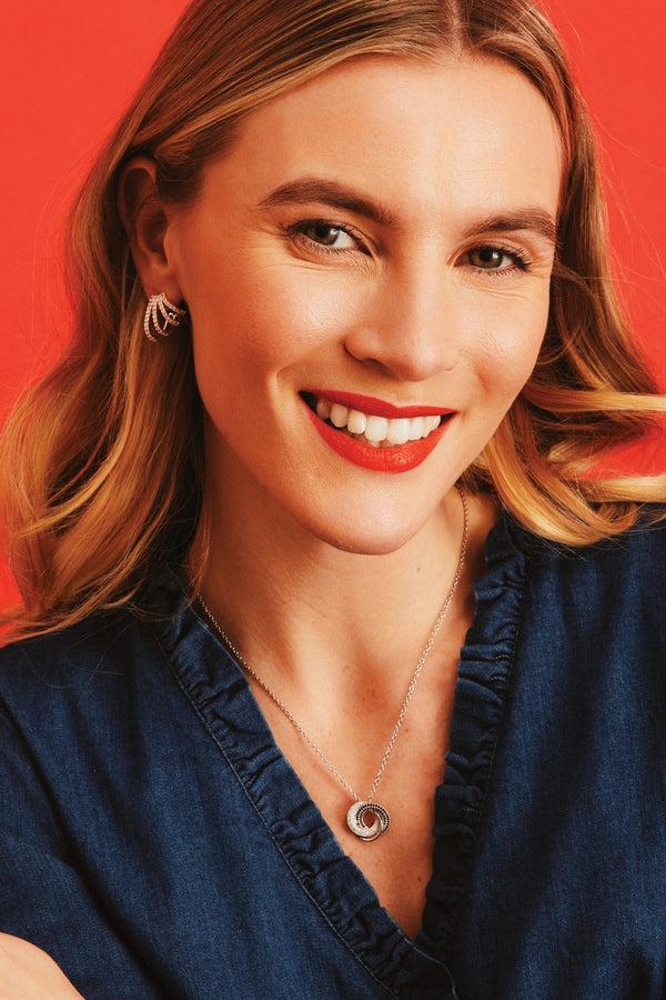 carraig donn Silver Spiral Necklace With Stones