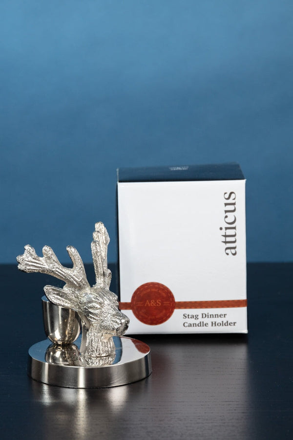 Carraig Donn Silver Tone Stag Dinner Candle Holder