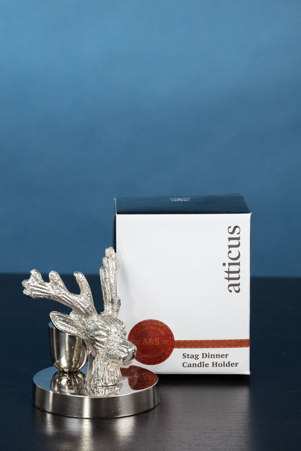 carraig donn Silver Tone Stag Dinner Candle Holder