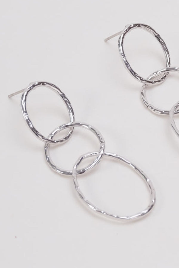 Carraig Donn Silver Triple Hoop Drop Earrings