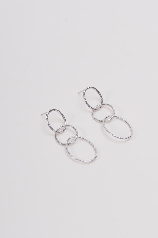 carraig donn Silver Triple Hoop Drop Earrings