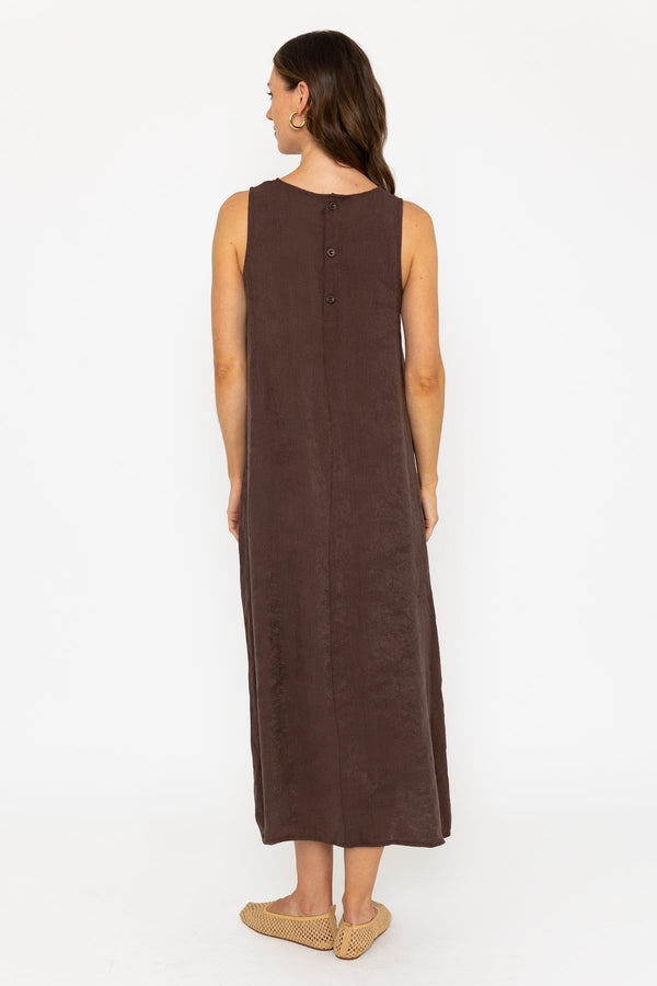 Carraig Donn Sleeveless Button Back Midi Dress